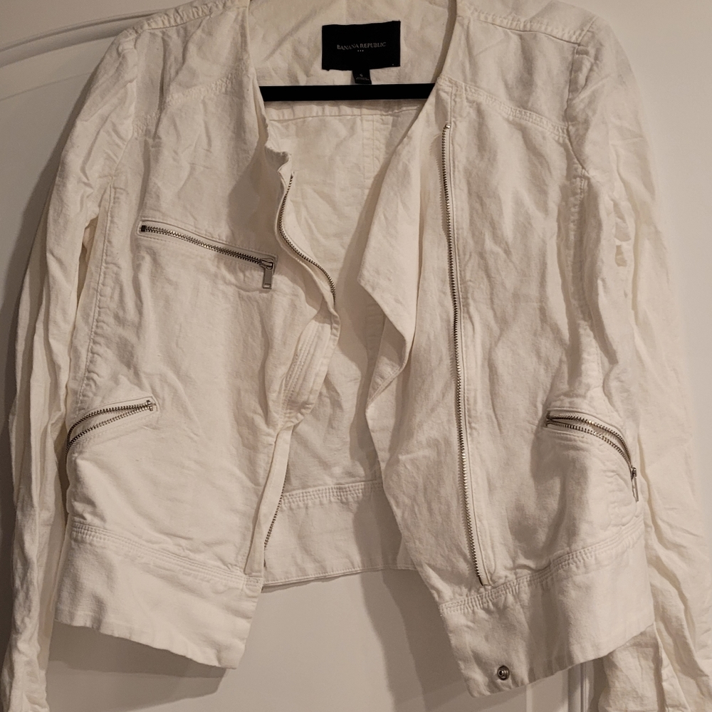 Banana Republic white Moto Jacket